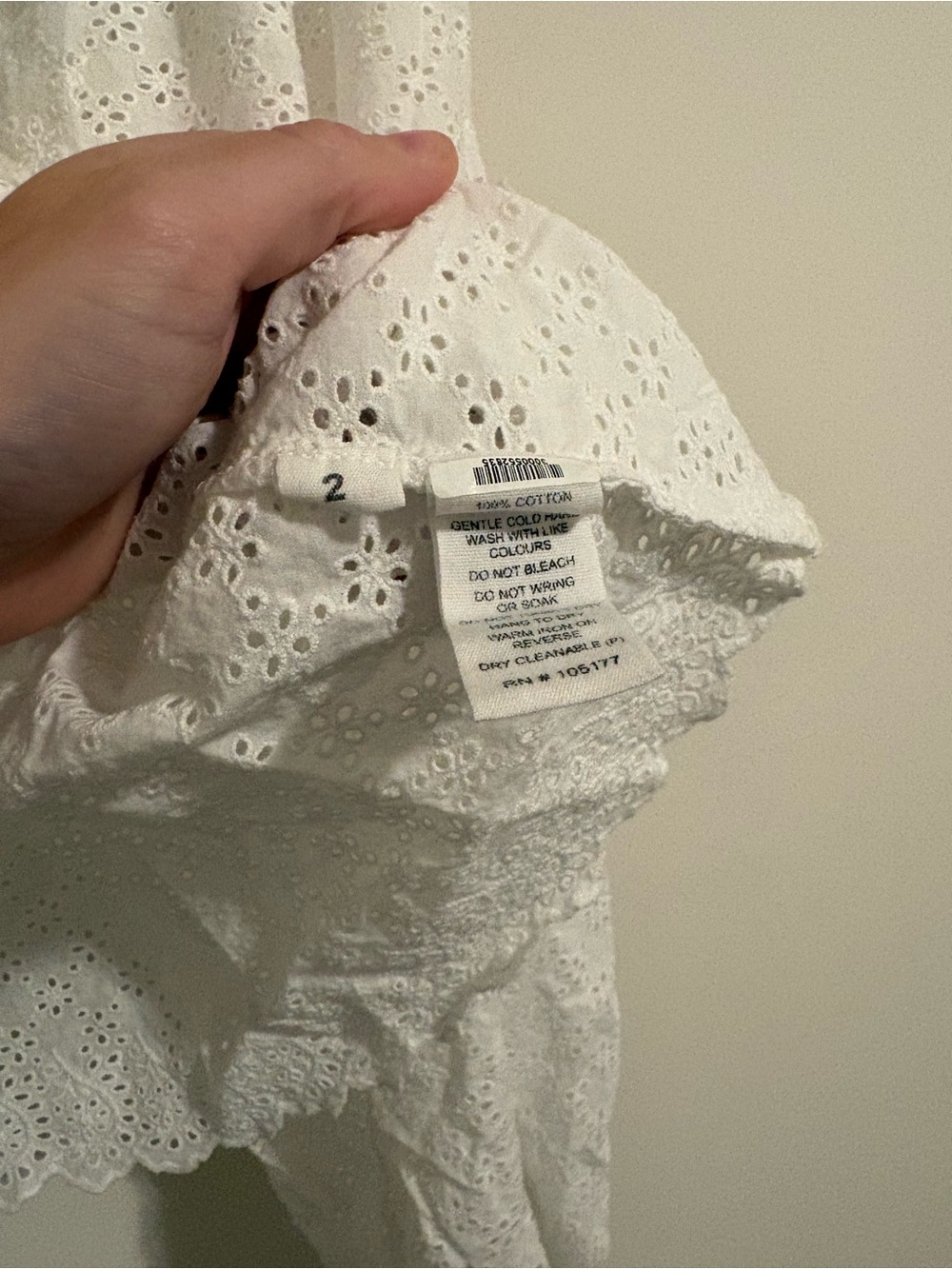 Ulla Johnson White Cotton Eyelet Peasant Blouse size 2 - Picture 5 of 7